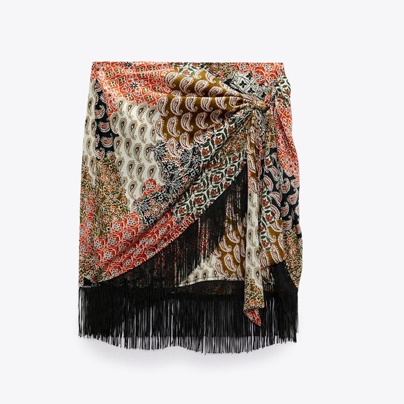 ZARA SARONG SKIRT FRINGING - Picture 2 of 7